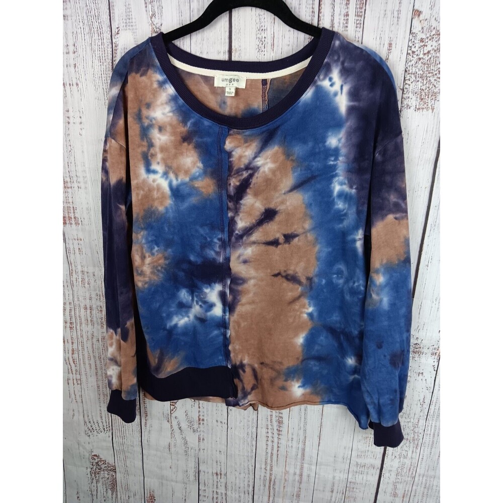 Umgee Sweater Contrast Women's Small Tie Dye Long Sleeve Pullover 100% Cotton